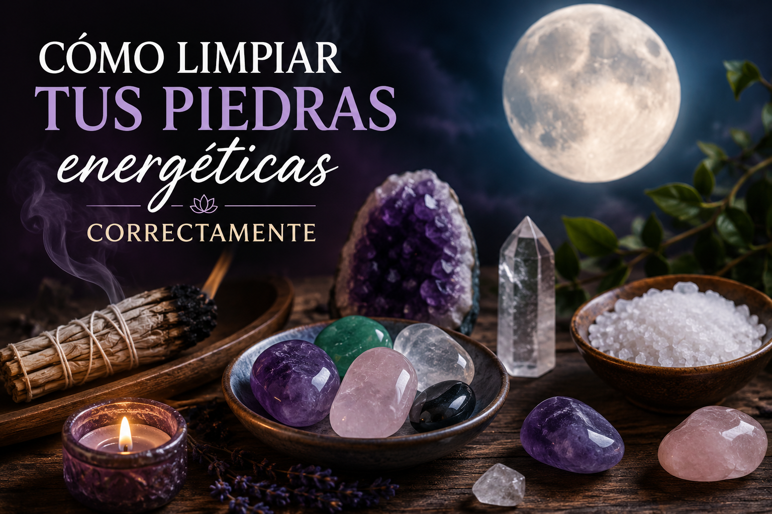 Cómo limpiar piedras energéticas con luna llena, incienso y cristales espirituales