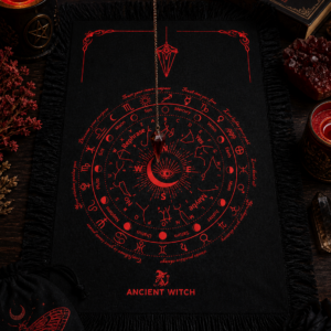 mantel péndulo negro rojo adivinación radiestesia energía ritual