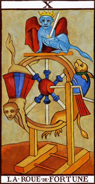 Carta La Rueda de la Fortuna del Tarot de Marsella