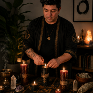 Arel preparando una ritualización personalizada en Esoteriko