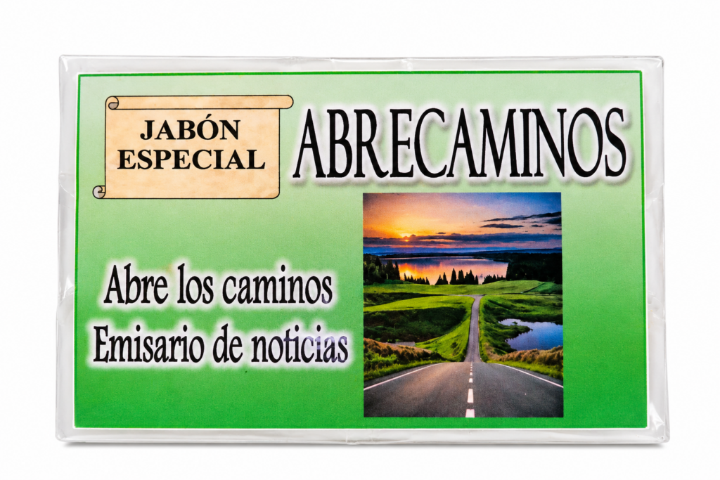 Jabón Abrecaminos Artesanal de 120 g con etiqueta verde para rituales de apertura de caminos