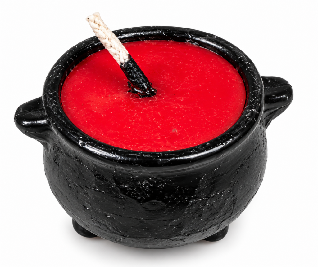 Vela Caldero Mágico rojo para rituales de transformación y manifestación
